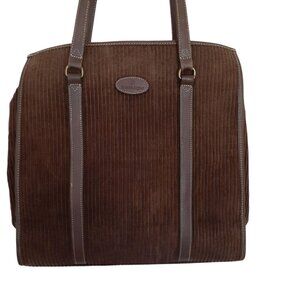 Etienne Aigner Corduroy Handbag Brown Leather Trim w/Travel Wallet Credit Card